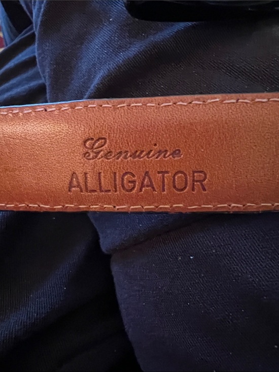 Polo Ralph Lauren Unisex Brown Alligator Belt 12k Gold Adjustable Buckle 30 main image 12